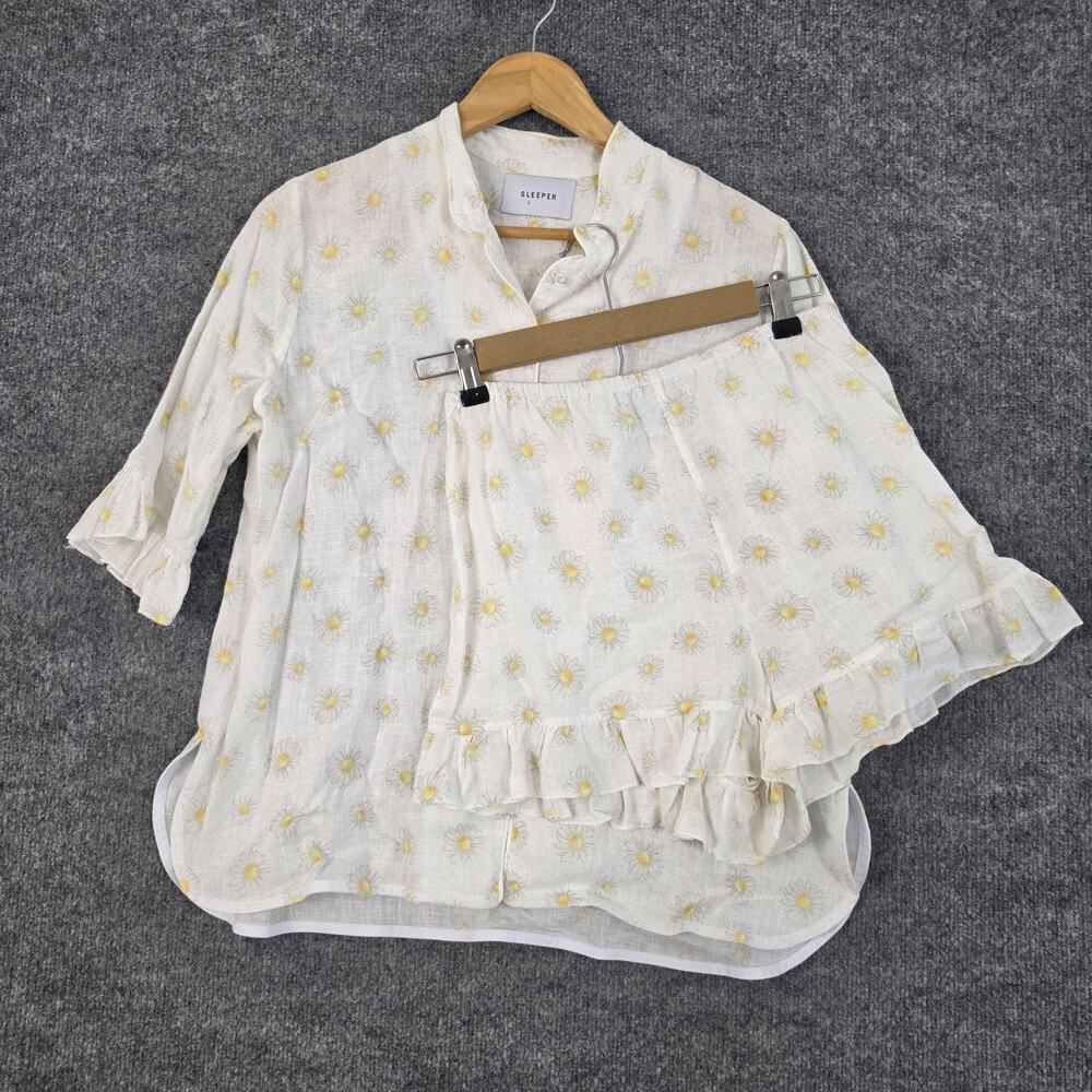 Sleeper Pajama Set Small Rumba Linen Top Daisy Linen Shorts Lounge Romantic Cute